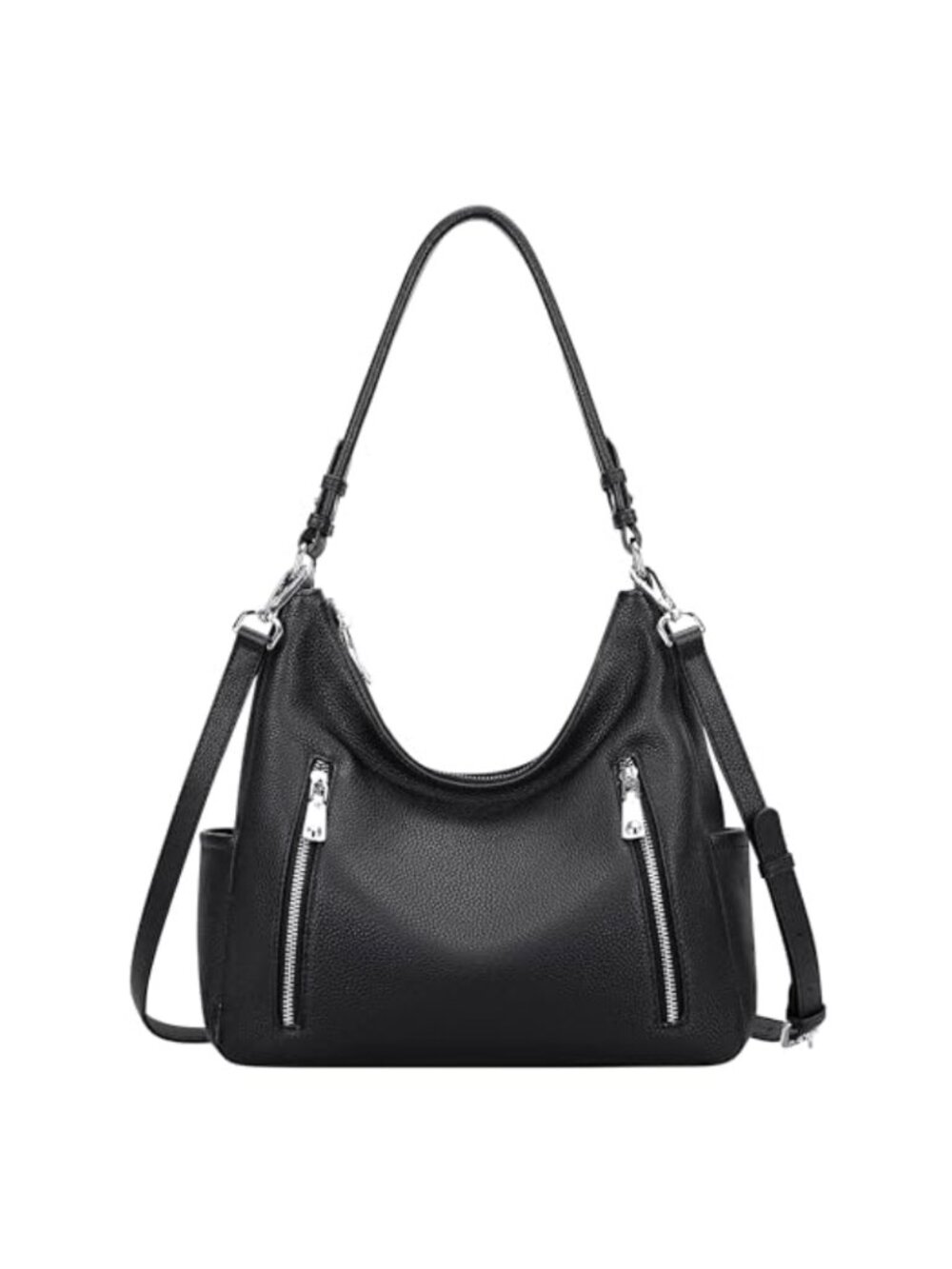 Genuine Leather Hobo Shoulder Bag Crossbody Detachable Straps Women Purse